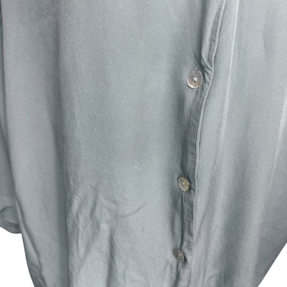 Pink Lily Sage Green Flowy Blouse Size L Button Front Boho Top - Picture 5 of 7